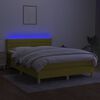 vidaXL Cama box spring colch&oacute;n y luces LED tela verde 140x190 cm