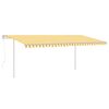 vidaXL Toldo retr&aacute;ctil autom&aacute;tico con postes amarillo y blanco 5x3,5 m