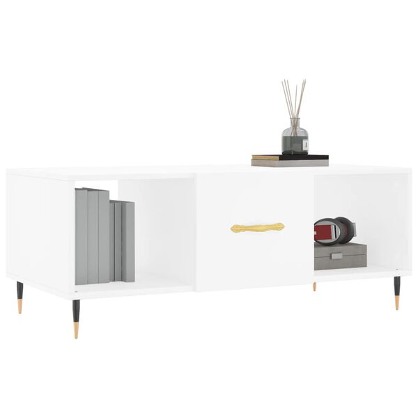 vidaXL Mesa de centro madera contrachapada blanco 102x50x40 cm