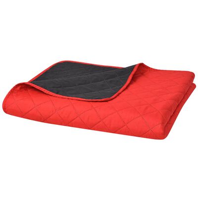 131553 vidaXL Double-sided Quilted Bedspread Red and Black 220x240 cm