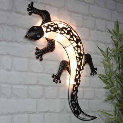 HI Lámpara solar LED de pared para jardín con forma de geco