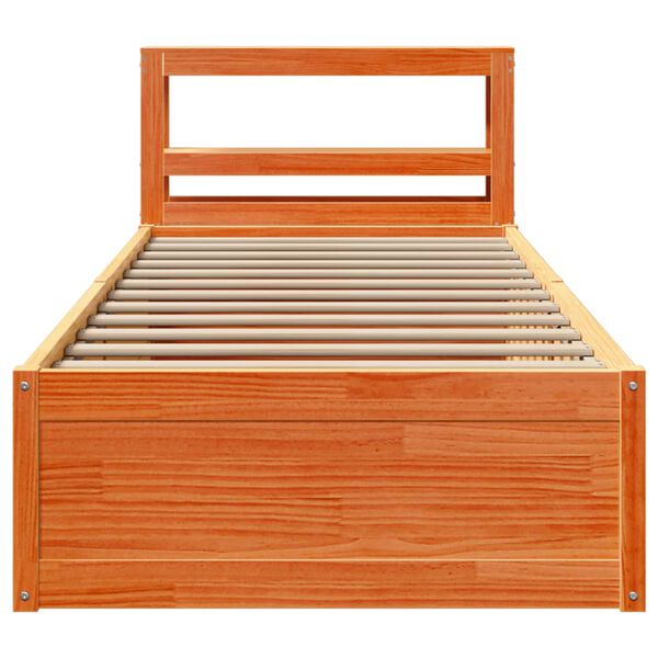 vidaXL Estructura cama con cabecero madera pino marr&oacute;n cera 100x200 cm