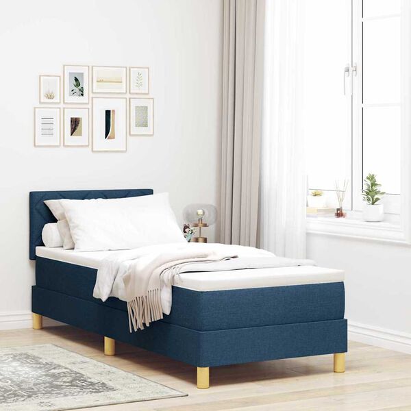 vidaXL Cama Box Spring LED con colch&oacute;n con LED Azul 80 x 200 cm tela