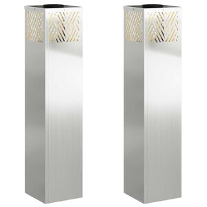 vidaXL Luz de camino LED solar 2 uds. Blanco C&aacute;lido 18 x 18 x 80 cm