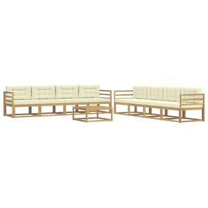 vidaXL Conjunto de sof&aacute;s de exterior 9 pcs Blanco y Crema