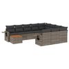 vidaXL Set de sof&aacute;s de jard&iacute;n 11 pzas y cojines rat&aacute;n sint&eacute;tico gris