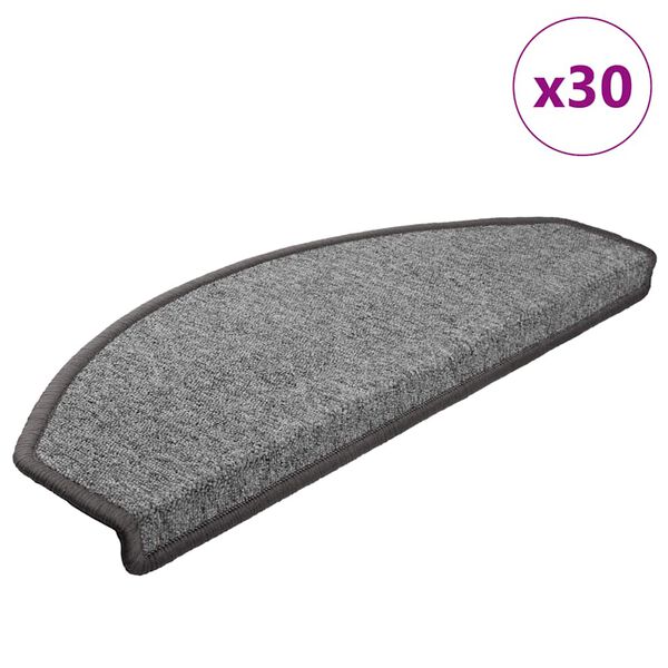 vidaXL Felpudos para escaleras 30 unidades 65x24x4 cm Gris oscuro Semicircular Grande