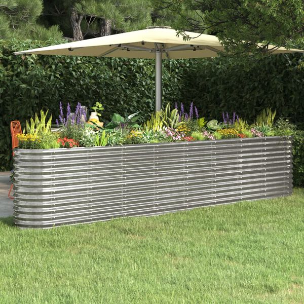vidaXL Jardinera arriate acero galvanizado plata 332x40x68 cm