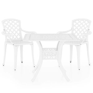 vidaXL Mesa y sillas de bistr&oacute; 3 piezas aluminio fundido blanco