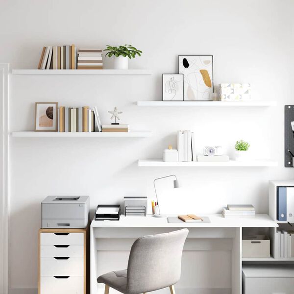 vidaXL Estante flotante de pared 4 uds MDF blanco 120x23,5x3,8 cm
