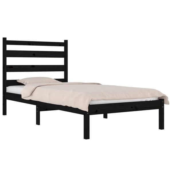 vidaXL Estructura de cama individual peque&ntilde;a sin colch&oacute;n madera negro