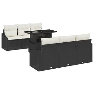 vidaXL Conjunto de sof&aacute; de jard&iacute;n 7 uds. Negro rat&aacute;n sint&eacute;tico