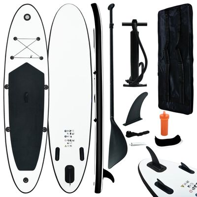 vidaXL Juego de tabla de paddle surf hinchable negro y blanco
