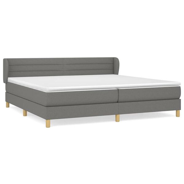 vidaXL Cama box spring con colch&oacute;n tela gris oscuro 200x200 cm
