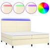 vidaXL Cama box spring colch&oacute;n y LED cuero sint&eacute;tico crema 200x200 cm