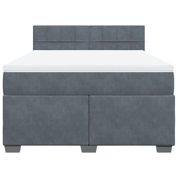 vidaXL Cama box spring con colch&oacute;n terciopelo gris oscuro 140x190 cm