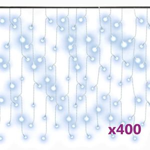 vidaXL Cortina luces car&aacute;mbano 10m 400 LED blanco fr&iacute;o 8 funciones