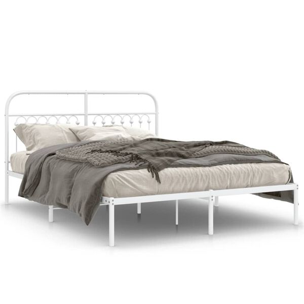 vidaXL Estructura cama sin colch&oacute;n con cabecero metal blanco 160x200cm