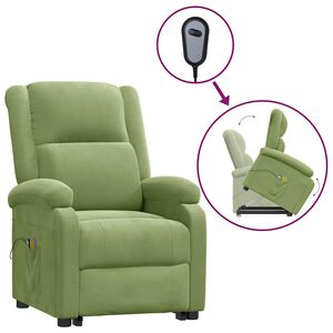 vidaXL Sillón de masaje elevable terciopelo verde claro