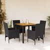 vidaXL Set de comedor jard&iacute;n 5 pzas con cojines rat&aacute;n PE acacia negro