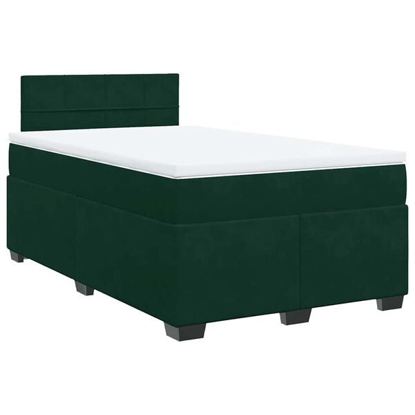 vidaXL Cama box spring con colch&oacute;n terciopelo verde oscuro 120x190 cm