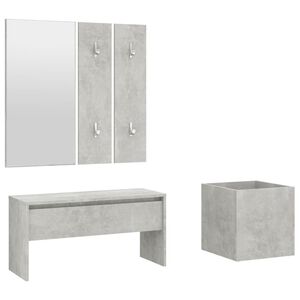 vidaXL Juego de muebles recibidor madera contrachapada hormig&oacute;n gris