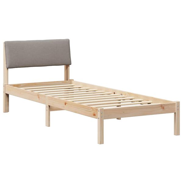 vidaXL Estructura de cama con cabecera Marr&oacute;n y taupe 75 x 190 cm