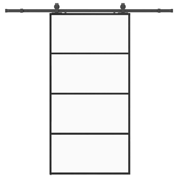 vidaXL Puerta corredera set herrajes negra 102,5x205 cm ESG vidrio