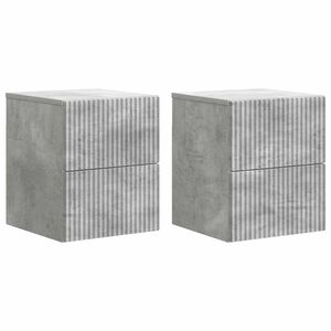 vidaXL Mesita de Noche de Pared 2 pcs Gris Hormig&oacute;n 33 x 34,5 x 40 cm