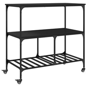 vidaXL Carrito de cocina madera de ingenier&iacute;a negro 100x50x95 cm