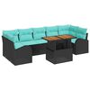 vidaXL Conjunto de sof&aacute; de jard&iacute;n 8 pcs Negro Polirat&aacute;n