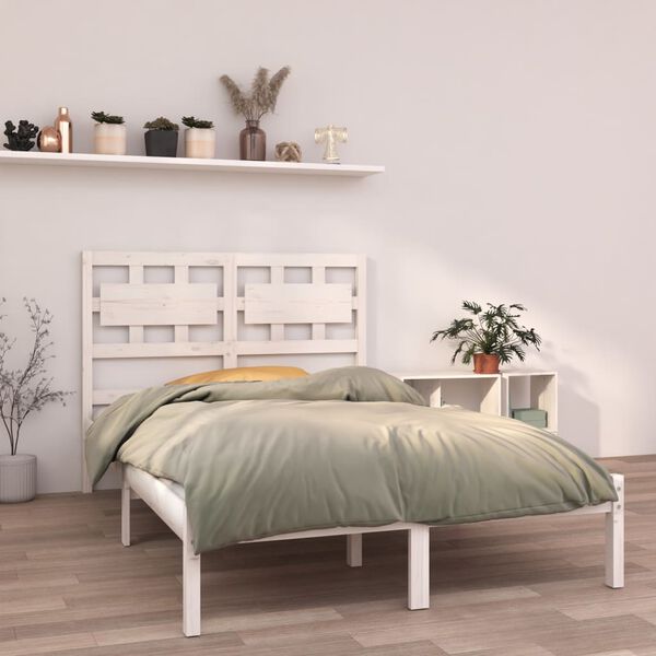 vidaXL Estructura de cama doble peque&ntilde;a madera maciza blanca 120x190cm
