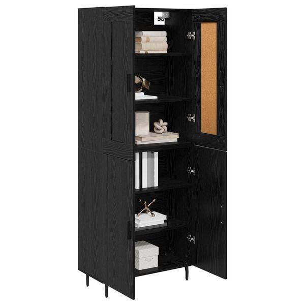 vidaXL Aparador alto 2 pcs Roble Negro Madera de ingenier&iacute;a