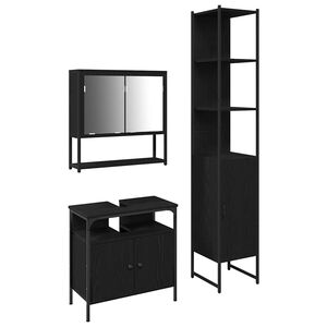vidaXL Juego de muebles de ba&ntilde;o 3 uds. Roble Negro 33 x 33 x 185,5 cm