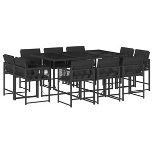 vidaXL Set de comedor jard&iacute;n 11 pzas con cojines rat&aacute;n sint&eacute;tico negro