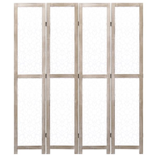 vidaXL Biombo de 4 paneles de madera maciza blanco 140x165 cm