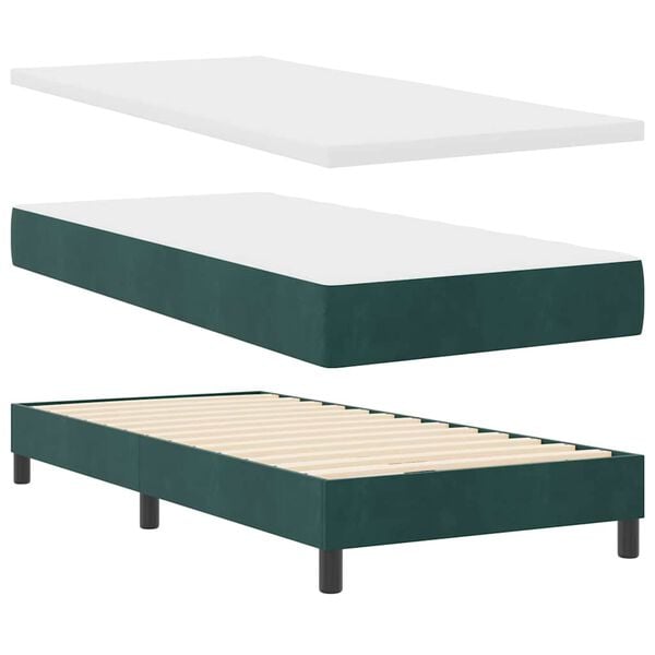 vidaXL Cama tipo Box Spring Verde oscuro 200 x 80 cm Poli&eacute;ster