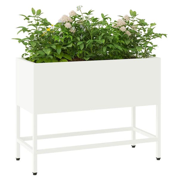 vidaXL Jardinera Elevada Blanco 60 x 26 x 48 cm Acero