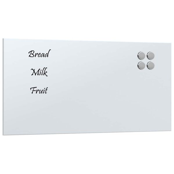 vidaXL Pizarra magn&eacute;tica de pared vidrio templado blanco 60x30 cm