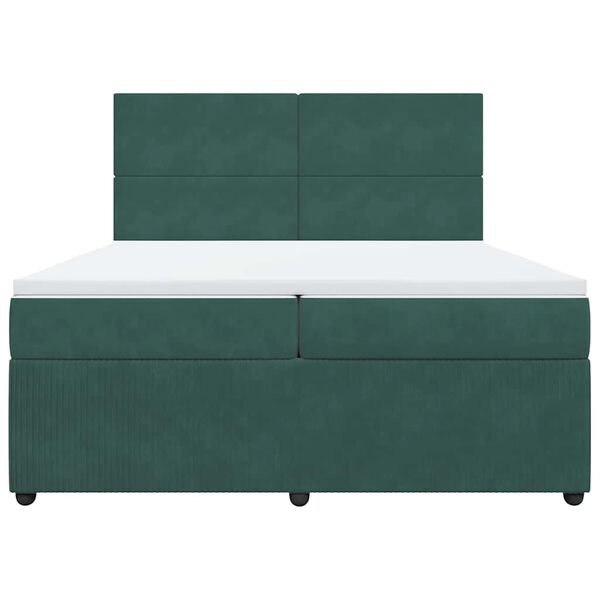 vidaXL Cama box spring con colch&oacute;n terciopelo verde oscuro 200x200 cm