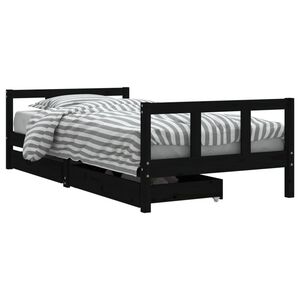 vidaXL Estructura de cama infantil con cajones madera negro 90x190 cm
