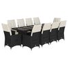 vidaXL Set de mesa y sillas de jard&iacute;n 11 pzas y cojines rat&aacute;n PE negro