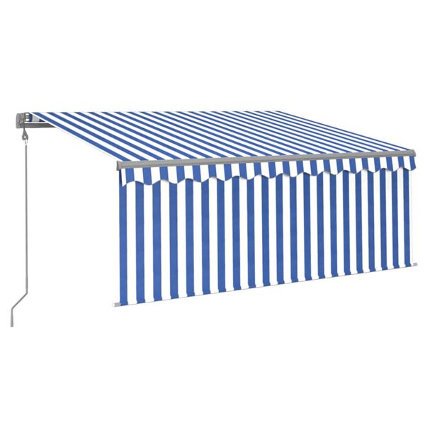 vidaXL Toldo automático retráctil con persiana azul y blanco 3x2,5m