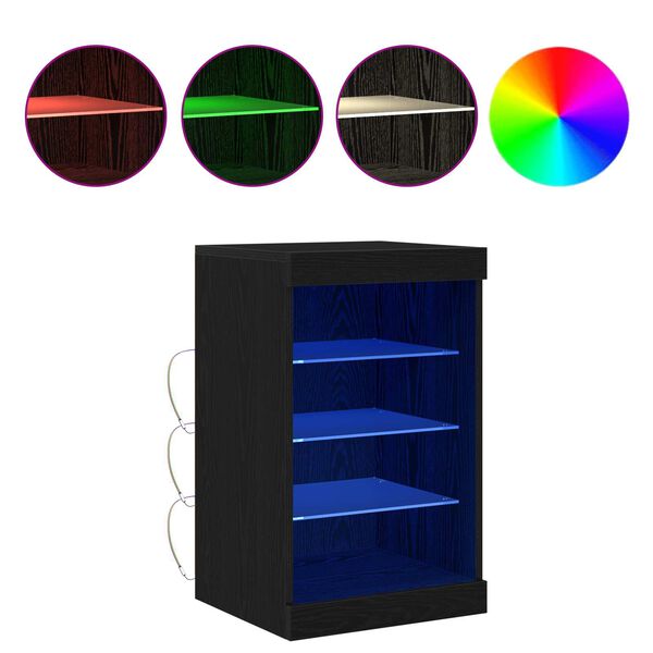 vidaXL Aparador LED Roble Negro 41 x 37 x 67 cm Madera de ingenier&iacute;a