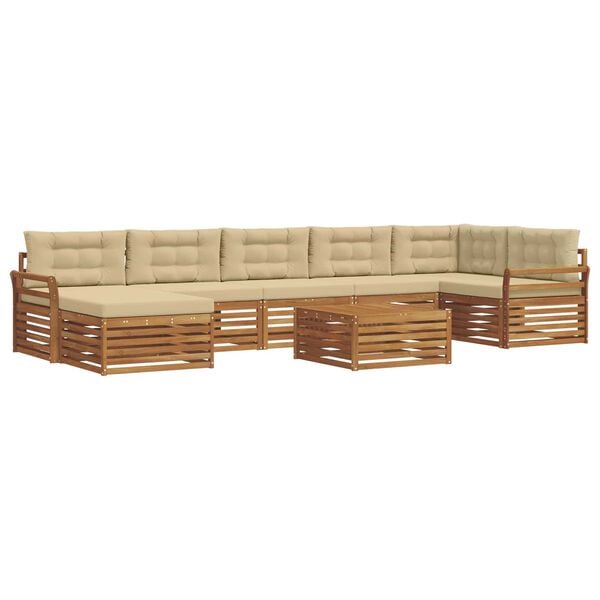 vidaXL Conjunto de sof&aacute;s de exterior con coj&iacute;n 8 pcs Natural y Beige