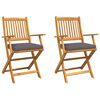 vidaXL Silla Plegable 2 uds. Marr&oacute;n Madera maciza de Acacia