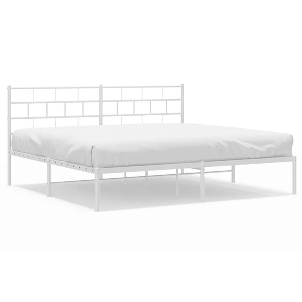 vidaXL Estructura cama sin colch&oacute;n con cabecero metal blanco 183x213cm