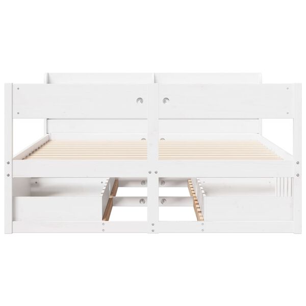 vidaXL Estructura de cama sin colch&oacute;n madera de pino blanco 135x190 cm