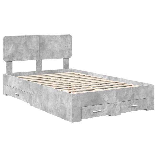vidaXL Estructura de cama con cabecera Gris Concreto 120 x 190 cm