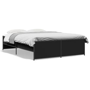 vidaXL Estructura de cama madera de ingenier&iacute;a y metal negro 135x190cm
